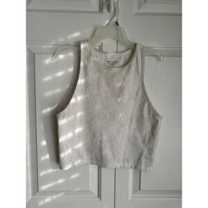 Athleta white snake print high neck athletic top